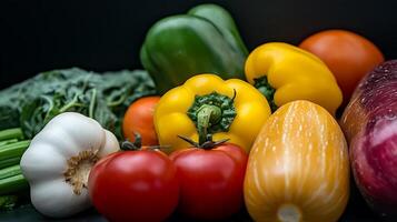 Perfectly Highlighted Studio Close-Up Vegetables in Vibrant Radiant Lighting photo