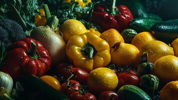Bright Close-Up of Fresh Vegetables Captured in Stunning Studio Lighting photo