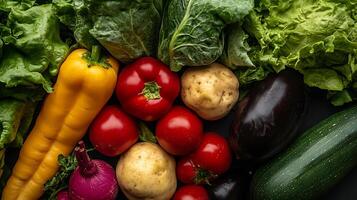 Studio Close-Up View of Radiant Vegetables in Vibrant Lighting photo