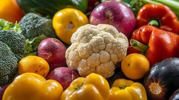Vibrant Studio Photography Close-Up of Colorful Fresh Vegetables photo