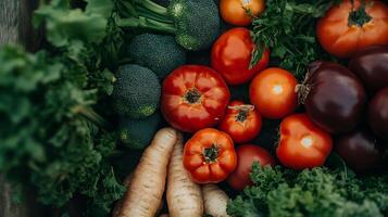 Natural Light Highlights the Freshness of Vibrant Vegetables on a Table photo