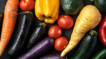 A Bright Display of Vegetables Captured in Natural Light from Above photo