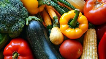 Vibrant Array of Vegetables Captured in Rich Natural Light photo