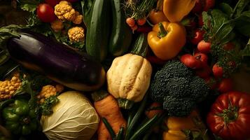 A Vibrant Vegetable Spread Captured in Stunning Overhead Light photo