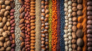 Vivid Collection of Nuts and Spices in a Wide Perspective photo