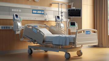 Advanced Hospital Room with High-Tech Features and Relaxing Patient Be photo