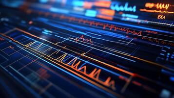 Close-Up View of ECG Graph Lines on a Hospital Monitor Screen photo