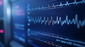Close-Up of ECG Monitor Graphs Tracking Heart Rhythm in Real-Time photo