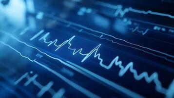 Heart's Electrical Activity Monitored via Real-Time ECG Graph Display Close-Up photo