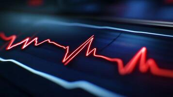 Close-Up Display of ECG Graph Lines Monitoring Heart Signals in Clinics photo