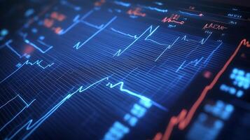 Graphical Heart Activity Representation on Close-Up Medical ECG Display Monitor photo