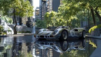 Sleek and Elegant Modern Car Captured in Close-Up with Perfect Precision photo