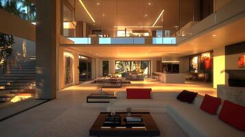 Grand Open Living Room in a Modern Mansion Hall with Luxury Design photo