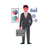 Illustration of Businessman with Charts and Graphs vector