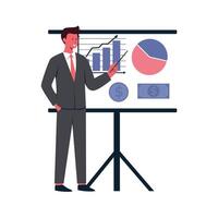 Illustration of Businessman Presenting Data Analysis vector