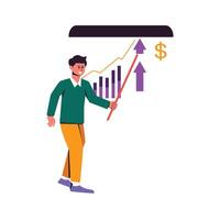 Illustration of Businessman Presenting Data Analysis vector
