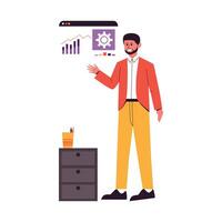 Illustration of a Businessman Presenting Data Analysis vector