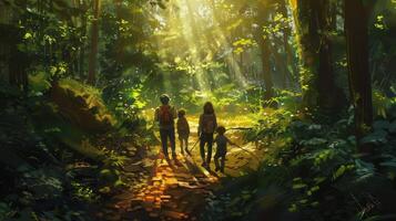 Nature's Playground Kids Exploring the Forest. photo