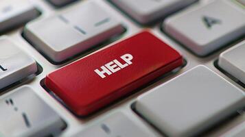 Close Up of Red Help Key on a White Keyboard photo