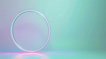 A Neon Circle On A Blue And Purple Gradient Background photo