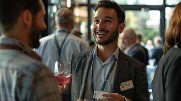 A Man's Genuine Smile At A Business Networking Event photo