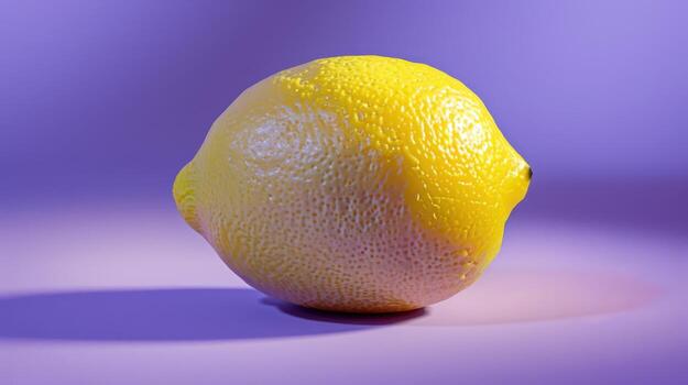 un soltero limón descansa en un lavanda superficie en un momento de quietud foto