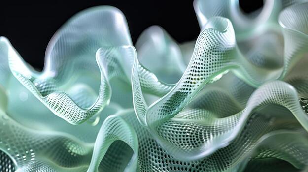 Abstract Green Mesh Sculpture in Soft Lighting photo