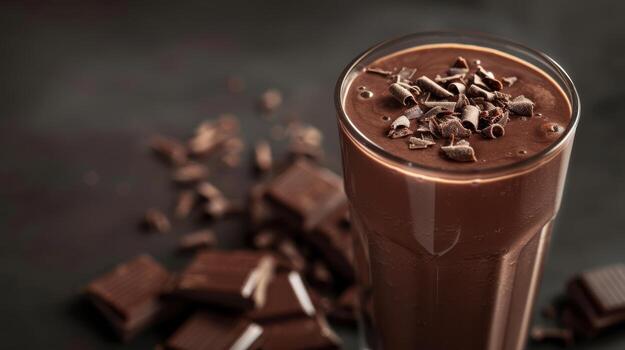 A Luxurious Chocolate Smoothie, Ready To Be Enjoyed On A Dark Background photo