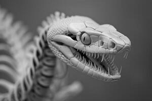 A black and white photo of a snake with its mouth open