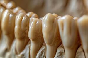 Detailed View of Human Teeth, Highlighting the Structure and Anatomy of Dental Health photo