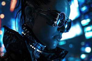 A Character Defined by Stylish Sunglasses and Urban Mystique photo