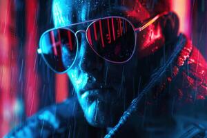 A Character Defined by Stylish Sunglasses and Urban Mystique photo