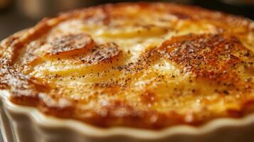 image of a savory meal featuring a perfectly browned crust. photo