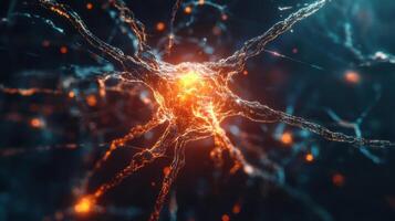 A bright neuron illuminated within a complex network. photo