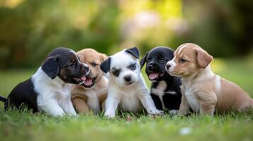A Lively Group of Cute Puppies Frolicking Together photo