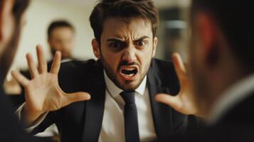 Manager Navigating Tensions During a High-Stakes Meeting in a Corporate Environment photo