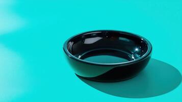 A Retro Ashtray Placed Against a Solid Teal Background Perfect for Vintage Decor Projects photo