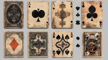 A Set of Vintage Playing Cards Perfect for Collectors and Gamers Featuring Unique Designs photo
