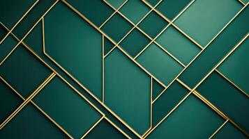 Gold geometric pattern on a dark green background photo
