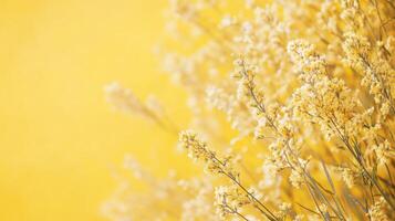 Yellow flowers on a yellow background photo