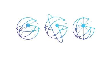 G letter logo with technology and global connection theme vector