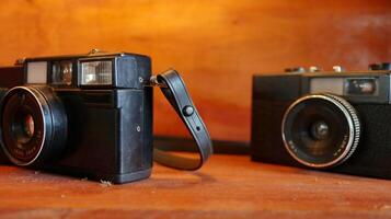 Retro Old camera stack of vintage books photo