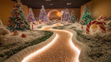 A Glittering Pathway Through a Snowy, Festive Winter Wonderland photo