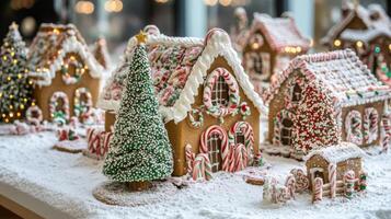 Gingerbread Village with Candy Cane Decor and a Sugar-Sprinkled Christmas Tree photo
