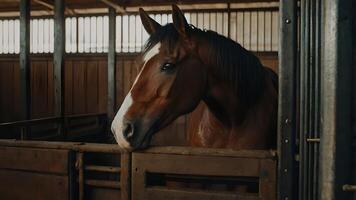 Horse Looking Out from Its Stall at a Stable photo