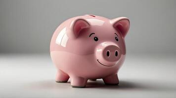Pink Piggy Bank Isolated on White Background photo