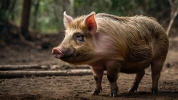 A Close Up Of A Pig With Its Snout Slightly Raised Looking Away photo