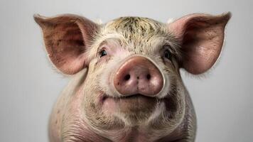 Close Up Portrait of a Black Piglet with a Friendly Expression photo
