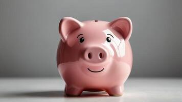Pink Piggy Bank Savings Money Concept Isolated on White Background photo