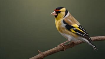 Goldfinch Bird Perched on a Branch photo